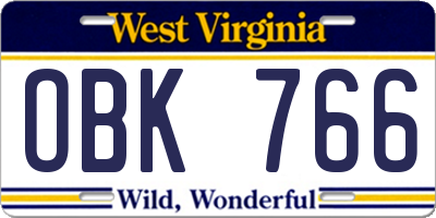 WV license plate OBK766