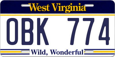 WV license plate OBK774