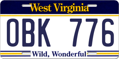 WV license plate OBK776