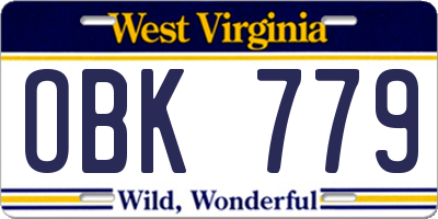 WV license plate OBK779