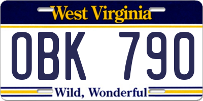 WV license plate OBK790