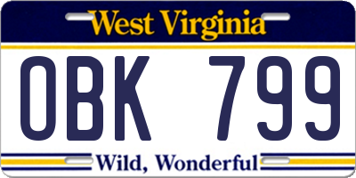 WV license plate OBK799
