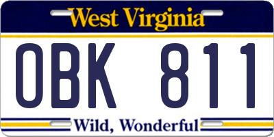 WV license plate OBK811