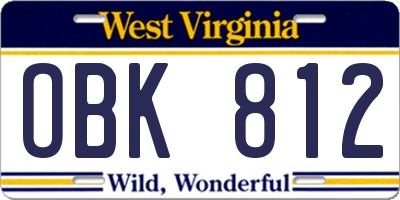 WV license plate OBK812