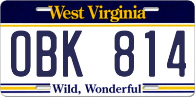 WV license plate OBK814