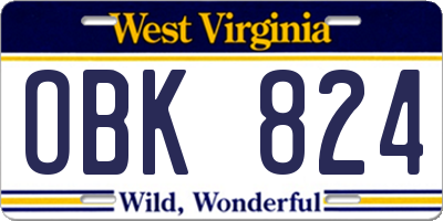 WV license plate OBK824