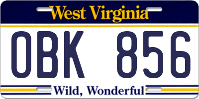 WV license plate OBK856