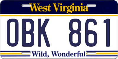 WV license plate OBK861