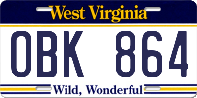 WV license plate OBK864