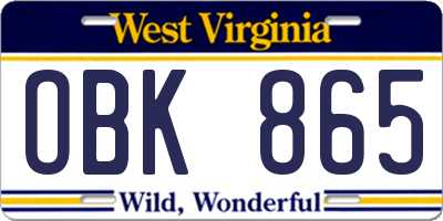 WV license plate OBK865