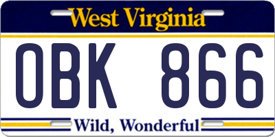 WV license plate OBK866