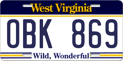 WV license plate OBK869