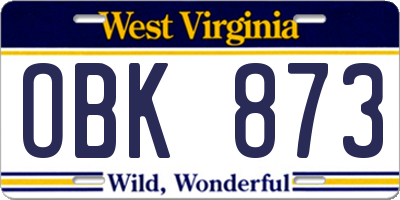 WV license plate OBK873