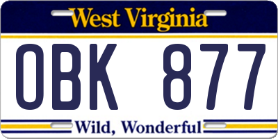 WV license plate OBK877