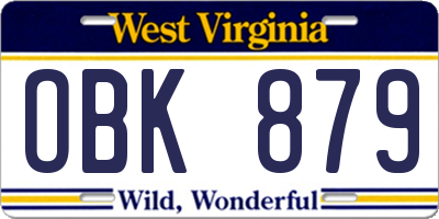 WV license plate OBK879