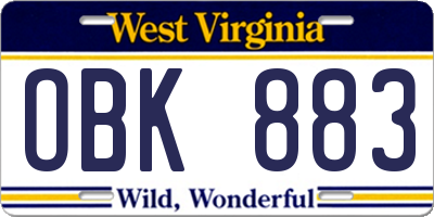 WV license plate OBK883