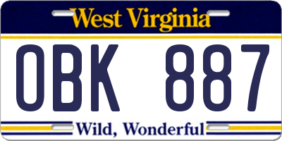 WV license plate OBK887