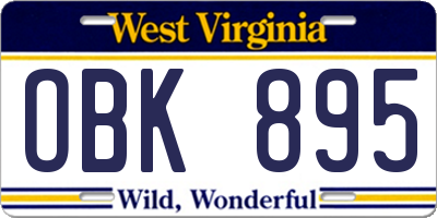 WV license plate OBK895