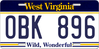 WV license plate OBK896