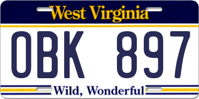 WV license plate OBK897