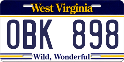 WV license plate OBK898