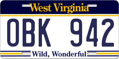 WV license plate OBK942