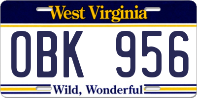WV license plate OBK956