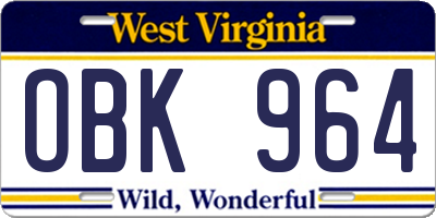 WV license plate OBK964