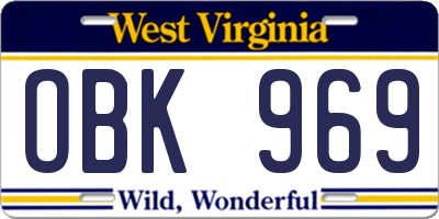 WV license plate OBK969