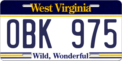 WV license plate OBK975