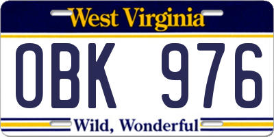 WV license plate OBK976