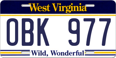 WV license plate OBK977