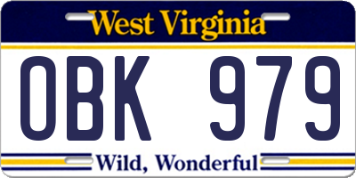 WV license plate OBK979