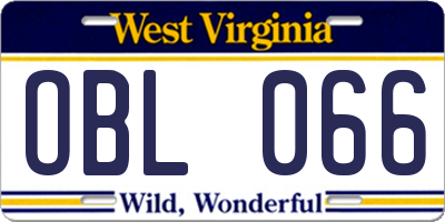 WV license plate OBL066