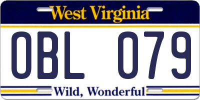 WV license plate OBL079
