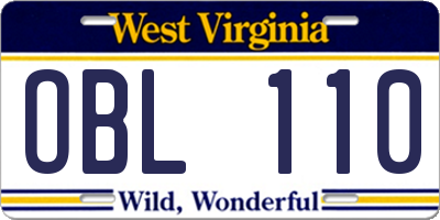 WV license plate OBL110