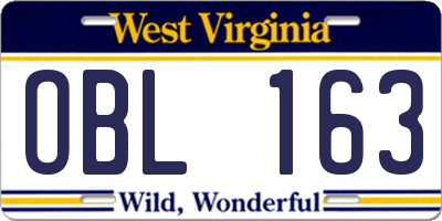 WV license plate OBL163