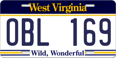 WV license plate OBL169