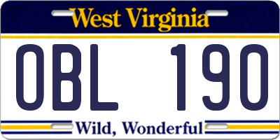 WV license plate OBL190