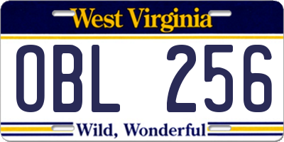 WV license plate OBL256