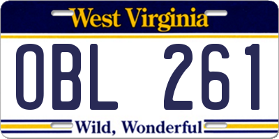 WV license plate OBL261