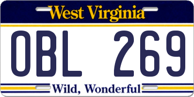 WV license plate OBL269