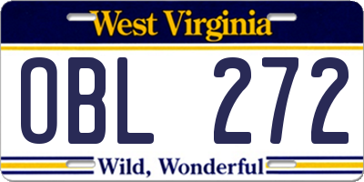 WV license plate OBL272