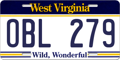 WV license plate OBL279