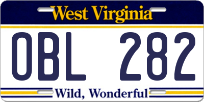 WV license plate OBL282