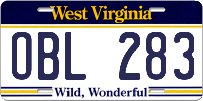 WV license plate OBL283