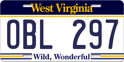 WV license plate OBL297