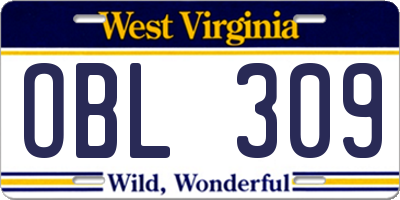 WV license plate OBL309