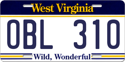 WV license plate OBL310