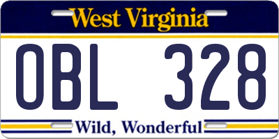 WV license plate OBL328